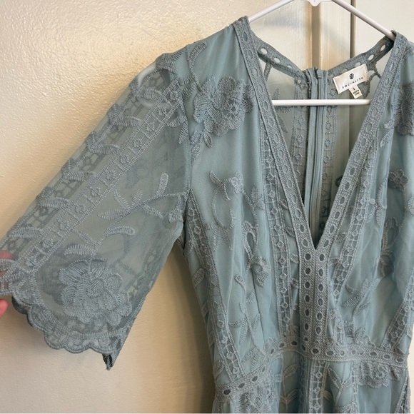 Socialite Light Blue Green Lace Romper Women’s Size Small - Picture 4 of 7